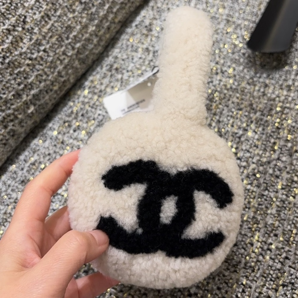 CHANEL Black and Cream Ear Warmers